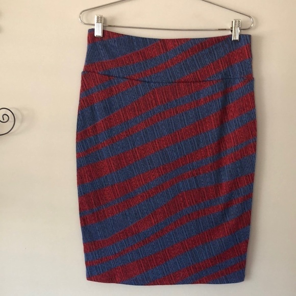 LULAROE Cassie Pencil Skirt Medium Stretchy Office Business Casual Patriotic - Picture 1 of 8